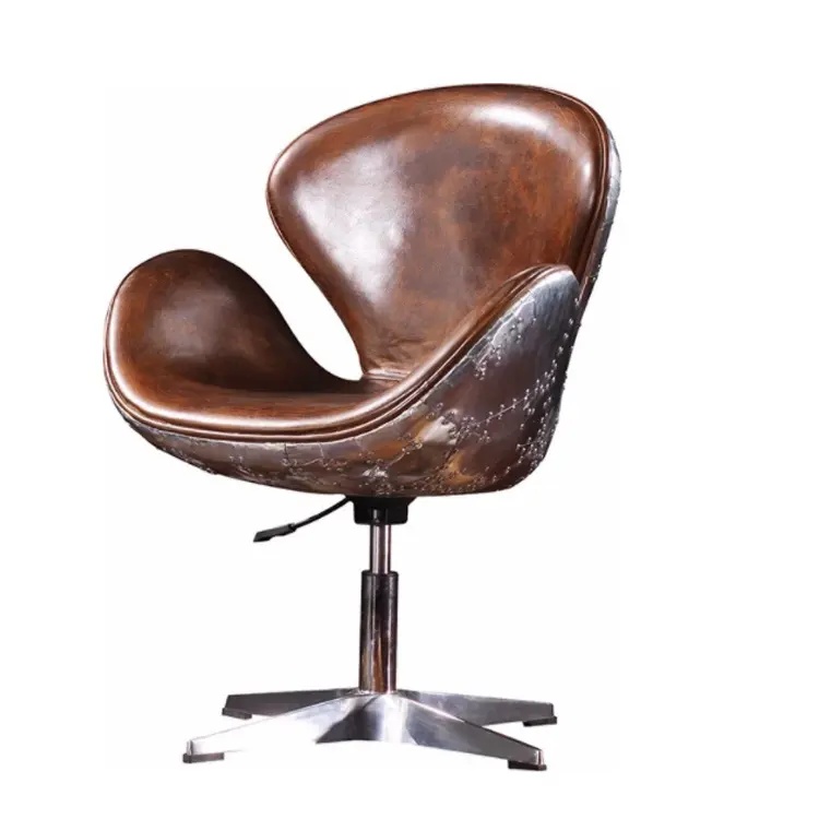 Arne Jacobsen Aluminium Brown Top Leder Spitfire Aviation Office Schreibtischs tuhl