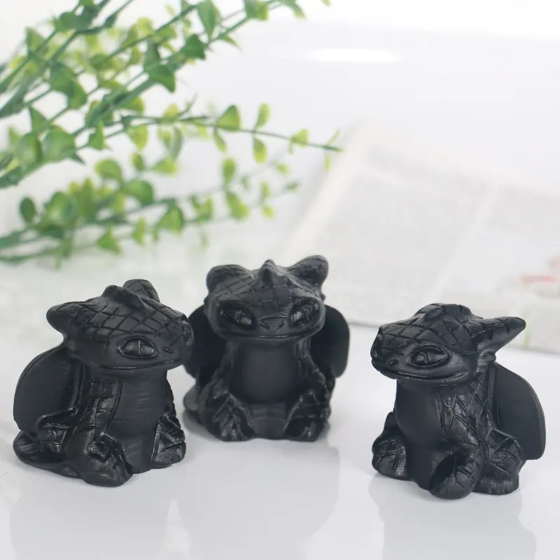 Wholesale High Quality Crystal Carving obsidian toothless dragon carving for decoration