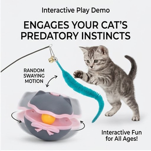 Nuevo Juguete Eléctrico para Gatos con Cabeza de Gato, Palo de Entrenamiento y Entretenimiento, Plumas, Cascabeles, Material PP Resistente y Masticable, Lindo para Mascotas - Product Image 1