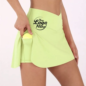 Falda deportiva de tenis de cintura alta con banda elástica ancha y bolsillo para teléfono, ideal para pickleball, venta al por mayor - Product Image 3