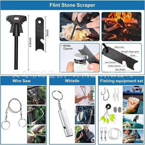 Kit de survie professionnel avec lampe de poche et couvertures d'urgence, équipement de camping compact pour l'extérieur, outils de sécurité en aluminium 30 en 1 - Product Image 3