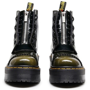 Botas de locomotora de suela gruesa con 8 agujeros, color verde que cambia de tono, aptas para Europa y América, con cremallera frontal, estilo inglés. - Product Image 5