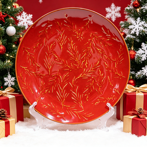 Vaisselle de Noël en grès émaillé au four, 16 pièces : Assiettes plates, Assiettes à salade, Assiettes à soupe, Bols, Assiettes réactives pour <span class=keywords><strong>restaurant</strong></span> - Product Image 3