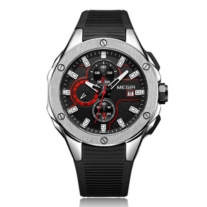 Reloj de cuarzo MEGIR 2053 hecho en china para hombre, correa de goma excel, pantalla de fecha, reloj deportivo impermeable - Product Image 4