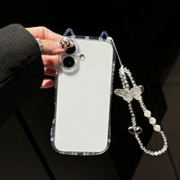 Nouvelle Coque de Téléphone Transparente en TPU avec Oreilles de Chat et Bracelet Papillon Antichoc pour iPhone 17 16 15 ProMax – Vente en Gros