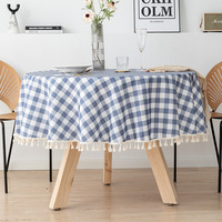 Nappe à carreaux en mélange de coton, résistante à la poussière, lavable, faite à la main, style rustique, pour café, fête, cuisine