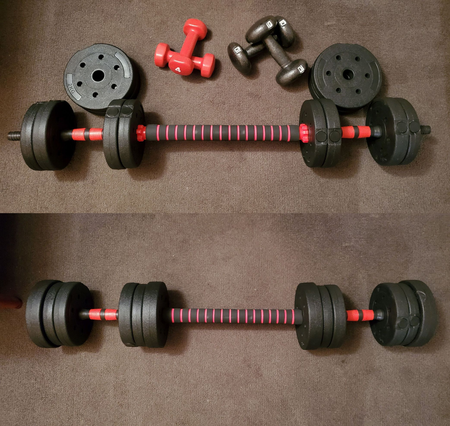 2021 Factory Gym Equipment custom 10kg 20kg 30kg 40kg 50kg Adjustable weight Plastic + Cement Dumbbell