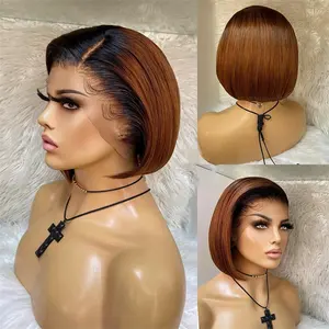 Human Hair Wigs Pixie Cut Short Bob Wig Front Colored Short Bob Wigs Overnight Delivery Brazilian Virgin Glueless HD Lace