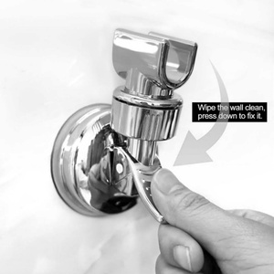 Support de pommeau de douche réglable, support de pommeau de douche amovible à ventouse, support de pommeau de douche sans perçage avec finition chromée - Product Image 3