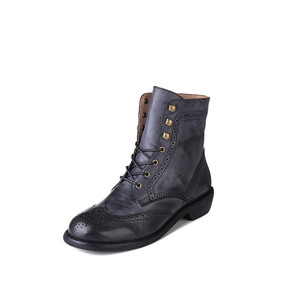 Oem odm רטרו קלאסי תחרה בעבודת יד <span class=keywords><strong>brogue</strong></span> מגולף בתוספת גודל קרסול מגפיים אמיתי עור לנשים הסיטונאי מותאם אישית - Product Image 2