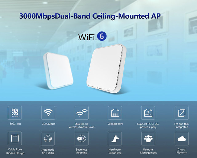 Wireless Wifi Router Gigabit WiFi6 Dual-band 2.4/5.8GHz 48V POE Power Supply Wireless Panel AP High Quality