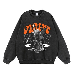 Felpa da <span class=keywords><strong>Uomo</strong></span> con Stampa Personalizzata, Effetto Invecchiato, Stampa Scultura Angelo, Vestibilità Ampia, Trendy, Versatile, <span class=keywords><strong>Casual</strong></span>, Lavaggio Acido - Product Image 4