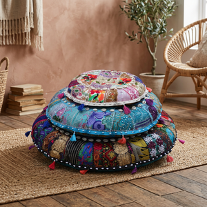 ขายส่ง Sari Patchwork รอบรูปร่างหมอนอิงชั้นแฮนด์เมดชั้นหมอน - Product Image 3