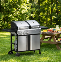 Barbecue à gaz moderne en acier inoxydable de qualité supérieure, avec table latérale, pour l'extérieur, directement de l'usine