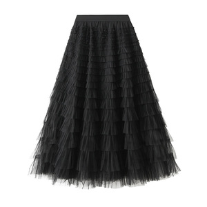 <span class=keywords><strong>Falda</strong></span> de malla plisada larga para mujer, estilo hada, de gasa blanca, nueva colección primavera-otoño - Product Image 5
