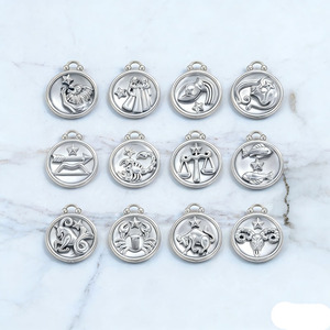 Pendentif breloque en acier inoxydable doré Zodiaque <span class=keywords><strong>de</strong></span> la mode pour la fabrication <span class=keywords><strong>de</strong></span> bijoux DIY, cadeau <span class=keywords><strong>de</strong></span> <span class=keywords><strong>naissance</strong></span> - Product Image 2