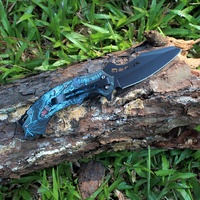 Vente en gros de couteau pliant à motif de loup 3D, manche en aluminium, couteau tactique EDC de poche pour le camping en plein air et la survie