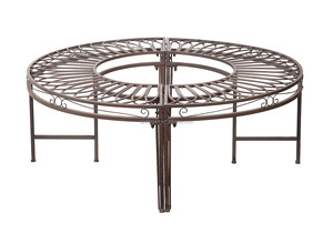 Meubles de jardin d'extérieur en fer forgé en métal de style antique <span class=keywords><strong>demi</strong></span>-<span class=keywords><strong>cercle</strong></span> <span class=keywords><strong>banc</strong></span> siège arbre bancs de patio en gros - Product Image 5