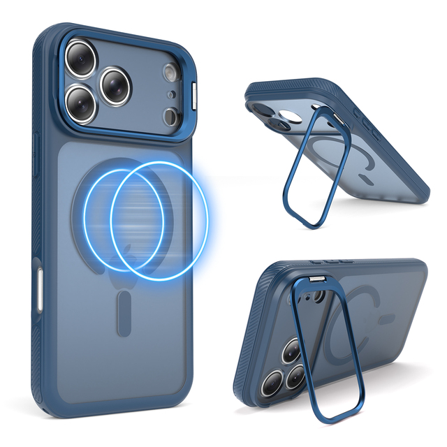Shockproof Magnetic Phone Case With Foldable Kickstand Camera Guard Anti Slip Protective Cover for iPhone 17 18 Pro Max