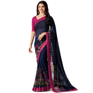 Chiku flor Saree con vino granate blusa Saree fiesta desgaste boda desgaste Apparelgarment - Product Image 3