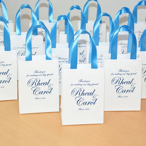 Bolsas de regalo para invitados, logo personalizado impreso, sacchetti di carta thank you, destino, boda - Product Image 6