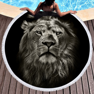 Eco amigable absorber agua personalizado impreso <span class=keywords><strong>León</strong></span> de microfibra Toalla de <span class=keywords><strong>playa</strong></span> redonda - Product Image 3