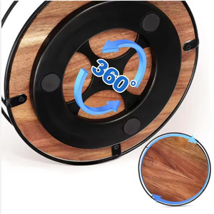 Wooden Kitchen <b>Spice</b> <b>Rack</b> 22.8cm Round <b>Rotatable</b> Desktop Organizer Storage Tray - Product Image 3