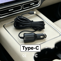 Adaptador de cargador de coche tipo C de ángulo recto con cable de 3.5M, 12V 24V, cables universales para encendedor de cigarrillos, con conversión a 5V para cámara de salpicadero