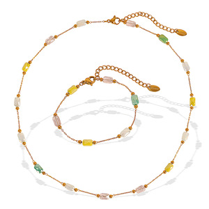Conjunto de Collar de Moda con Cuentas, Cadena Ovalada de Cristal y Diamantes de Imitación, Joyería de Fiesta para Mujer, Accesorio de Aleación de Zinc - Product Image 5