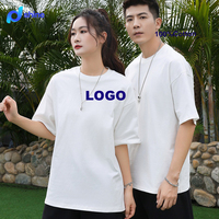 T-shirt en coton peigné double fil 280g pour femme, impression de logo personnalisé, épaules tombantes, streetwear, col rond oversize, blanc, pour homme