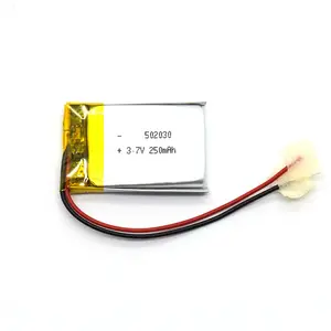 502030 3.7v 250mAh lipo פולימר נטענת ליתיום יון סוללה עבור מתכת גלאי