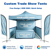 Tente de stand d'exposition en acier personnalisée 3x3m, simple couche, toile Oxford 300D, auvent escamotable carré pour événements commerciaux
