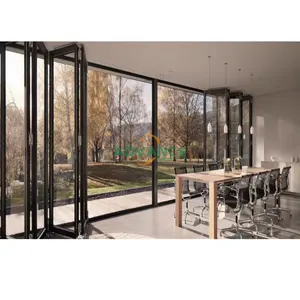 Offre Spéciale porte patio extérieure insonorisée porte pliante en aluminium et verre porte accordéon étanche