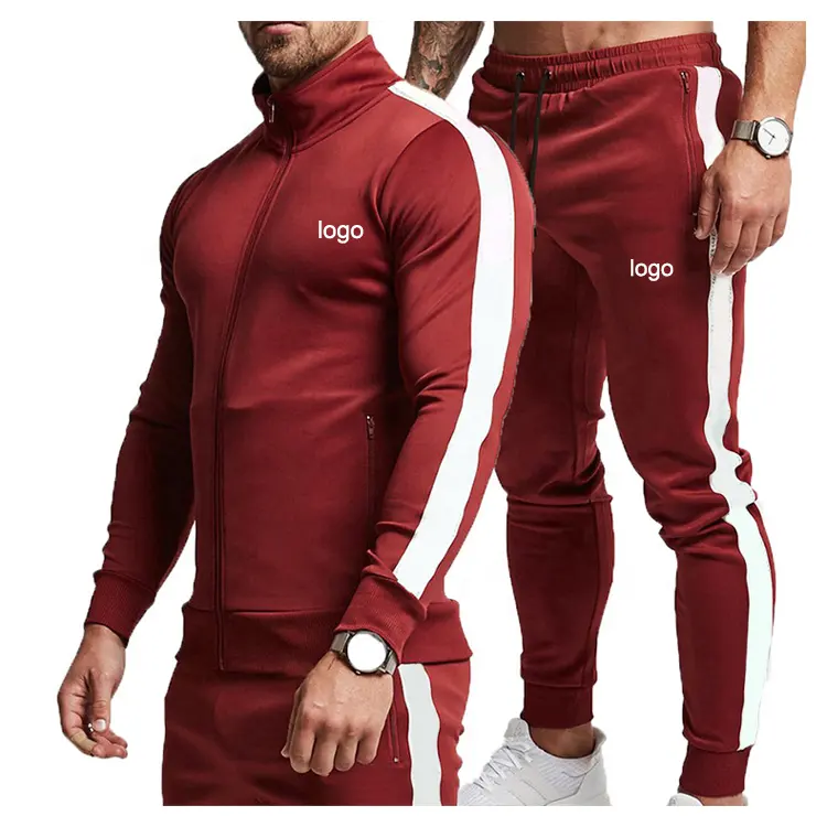 Ensemble jogging pour hommes, survêtement 100% coton, tenue de sport 2 pièces, pantalon et vêtements de couleur unie, vente en gros, 2020