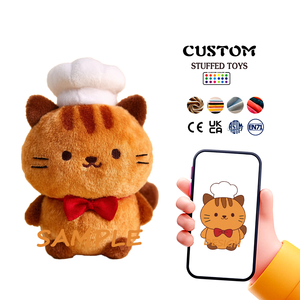 Un Gato de Peluche Naranja Hecho con Técnica de Bordado, la Tela Es Suave y Rellena de Algodón PP, Servicio Personalizado Disponible - Product Image 2
