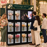Distributeur automatique intelligent de fleurs fraîches réfrigérées à 10 compartiments avec écran tactile, paiement par carte et billets pour la vente de bouquets 24h/24 et 7j/7