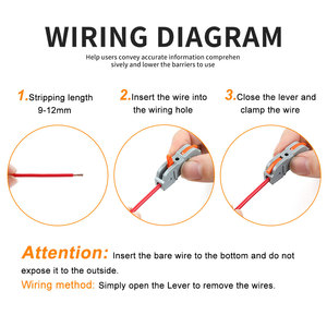 DIY GO 100 connecteurs à levier AWG 28-12, kit <span class=keywords><strong>de</strong></span> raccordement <span class=keywords><strong>électrique</strong></span> rapide pour bornes compactes en ligne 1 entrée 1 sortie - Product Image 3