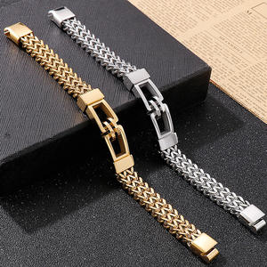 Pulseras Chapadas en Oro de 18K para Hombre, Brazalete de Acero Inoxidable Multicapa de Alta Calidad con Cadena Franco - Product Image 2
