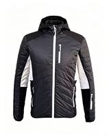 Veste thermique hybride unisexe personnalisée, fine, légère, imperméable, avec manches softshell matelassées, à capuche, pour sports de plein air, OEM