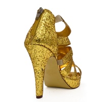 Evkoodance Magnifiques Chaussures de Danse Professionnelles de Salon/Latine Tango Samba avec Talon de 10 cm, Jaunes Scintillantes et Séduisantes, Livraison Rapide