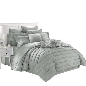 Modern Woven Reversible Comforter Set with <strong>Matching</strong> <strong>Curtains</strong> <strong>and</strong> <strong>Cushions</strong> Botanical Design - Product Image 2