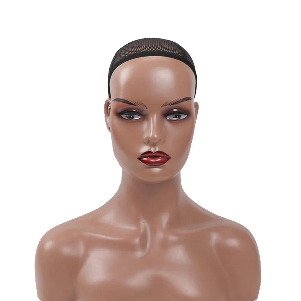 도매 사용자 정의 로고 메이크업 아프리카 계 미국인 Pvc 현실적인 여성 가발 디스플레이 마네킹 어깨와