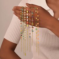 Bracelet pour femme en acier inoxydable, chaîne à maillons, pendentif en forme de cœur blanc, fleur, cerise, couleur dorée électrolytique, tendance