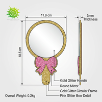 Miroir de maquillage à une face avec poignée, miroir de vanité multi-formes et multi-couleurs en acrylique pour femmes