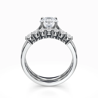 Set Perhiasan Pernikahan Berlian Solitaire Klasik SGARIT Custom, Emas 18K, Berlian Buatan Laboratorium, Potongan Brilian 2ct VS D, Sertifikat IGI