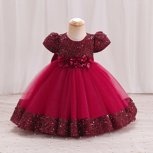 <span class=keywords><strong>Vestido</strong></span> de lentejuelas para niña, fiesta de Navidad de Año Nuevo, <span class=keywords><strong>vestido</strong></span> de princesa con lazo de flores para bebé, fiesta de cumpleaños para niños, <span class=keywords><strong>vestido</strong></span> de comunión con lentejuelas - Product Image 1