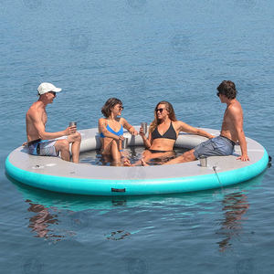 <span class=keywords><strong>Hamaca</strong></span> Flotante Portátil Personalizada para Piscina, <span class=keywords><strong>Hamaca</strong></span> Inflable con Centro de Malla y Portavasos para Recreación - Product Image 1