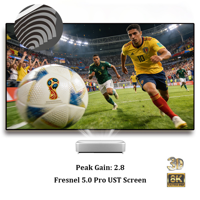 Hot 100inch Fresnel 5.0 Pro ALR UST Fixed Frame Short Throw 16:9 Projector Screen High Gain Ambient Light Rejecting 4/8K