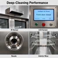 Pintu Otomatis Air Shower Cleanroom Purification Baja Tahan Karat 304 Sensor Inframerah Interlock Grosir