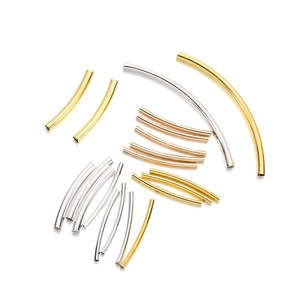 Tubes courbes lisses plaqués or et argent, accessoires de bijoux en cuivre pour la création de bracelets et joncs DIY - Product Image 1
